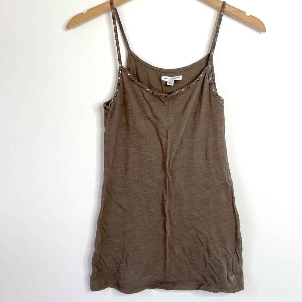 Y2K American Eagle Tank Top Women Small Stud Trim Bella Elena Fitted Cami Fairy - Picture 1 of 8